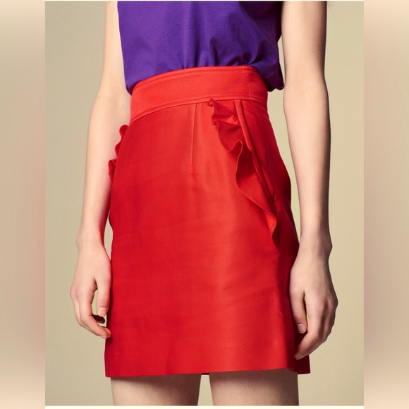 Sandro Red  Ruffle Embellished Mini Skirt - Picture 1 of 9